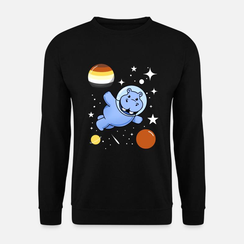 Hippo Astronaut Gay Bear Pride - Unisex Sweatshirt - black