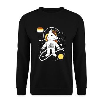 Einhorn Astronaut Gay Bear Pride - Unisex Pullover - Schwarz - Vorne - Alina (178cm) & Michal (187cm)