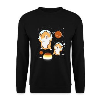 Hamster Astronaut Gay Bear Pride - Unisex Pullover - Schwarz - Vorne - Alina (178cm) & Michal (187cm)