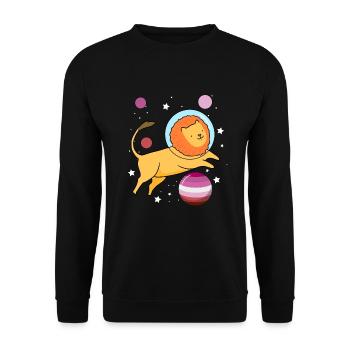 Löwe Astronaut Gay Bear Pride - Unisex Pullover - Schwarz - Vorne - Alina (178cm) & Michal (187cm)