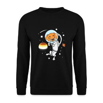 Hund Astronaut Gay Bear Pride - Unisex Pullover - Schwarz - Vorne - Alina (178cm) & Michal (187cm)