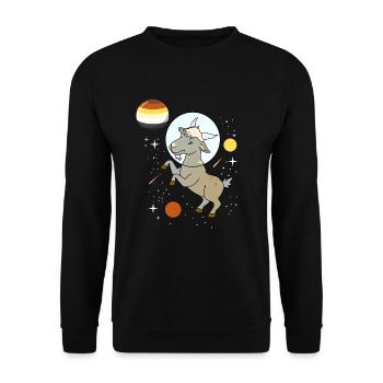 Ziege Astronaut Gay Bear Pride - Unisex Pullover - Schwarz - Vorne - Alina (178cm) & Michal (187cm)