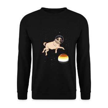 Mops im Weltraum Gay Bear Pride - Unisex Pullover - Schwarz - Vorne - Alina (178cm) & Michal (187cm)