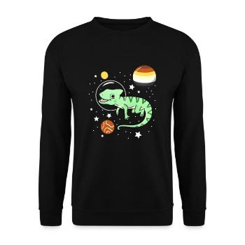 Chamäleon Astronaut Gay Bear Pride - Unisex Pullover - Schwarz - Vorne - Alina (178cm) & Michal (187cm)