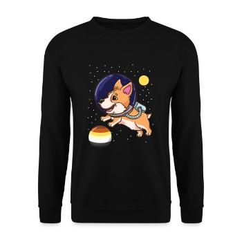 Corgi Astronaut Gay Bear Pride - Unisex Pullover - Schwarz - Vorne - Alina (178cm) & Michal (187cm)