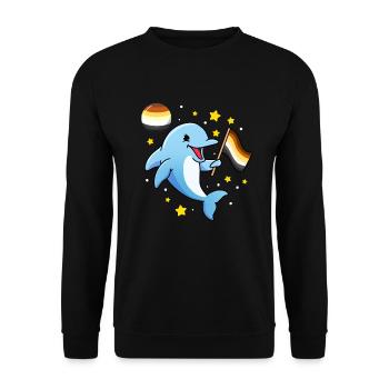 Delfin im Weltraum Gay Bear Pride - Unisex Pullover - Schwarz - Vorne - Alina (178cm) & Michal (187cm)