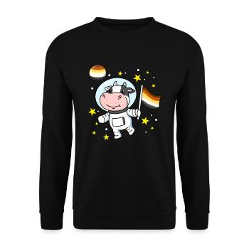 Kuh Astronaut Gay Bear Pride - Unisex Pullover - Schwarz - Vorne - Alina (178cm) & Michal (187cm)