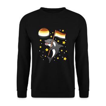 Orca im Weltraum Gay Bear Pride - Unisex Pullover - Schwarz - Vorne - Alina (178cm) & Michal (187cm)