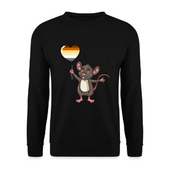 Maus Herzballon Gay Bear Pride - Unisex Pullover - Schwarz - Vorne - Alina (178cm) & Michal (187cm)