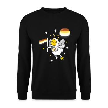 Biene im Weltraum Gay Bear Pride - Unisex Pullover - Schwarz - Vorne - Alina (178cm) & Michal (187cm)