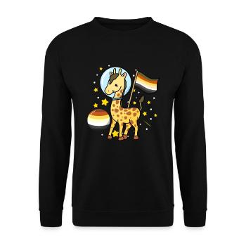 Giraffe Astronaut Gay Bear Pride - Unisex Pullover - Schwarz - Vorne - Alina (178cm) & Michal (187cm)