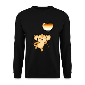 Affe Herzballon Gay Bear - Unisex Pullover - Schwarz - Vorne - Alina (178cm) & Michal (187cm)