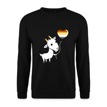 Ziege Herzballon Gay Bear Pride - Unisex Pullover - Schwarz - Vorne - Alina (178cm) & Michal (187cm)