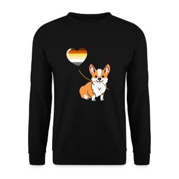 Corgi mit Gay Bear Pride Luftballon - Unisex Pullover - Schwarz - Vorne - Alina (178cm) & Michal (187cm)