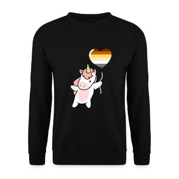Einhorn Herzballon Gay Bear - Unisex Pullover - Schwarz - Vorne - Alina (178cm) & Michal (187cm)