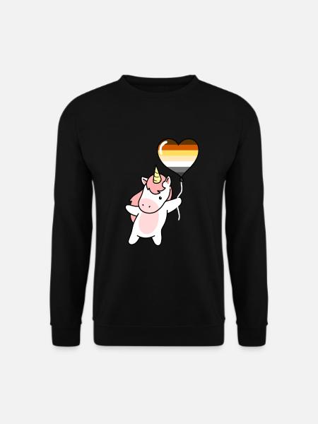 Unicorn Heart Balloon Gay Bear - Unisex Sweatshirt - black