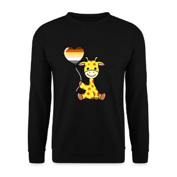 Giraffe mit Gay Bear Ballon - Unisex Pullover - Schwarz - Vorne - Alina (178cm) & Michal (187cm)