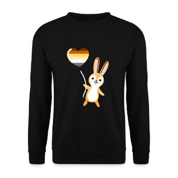 Hase Herzballon Gay Bear Pride - Unisex Pullover - Schwarz - Vorne - Alina (178cm) & Michal (187cm)