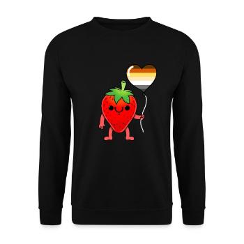 Erdbeer Herzballon Gay Bear - Unisex Pullover - Schwarz - Vorne - Alina (178cm) & Michal (187cm)
