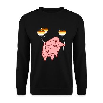 Bärtierchen Ballon Gay Bear Pride - Unisex Pullover - Schwarz - Vorne - Alina (178cm) & Michal (187cm)