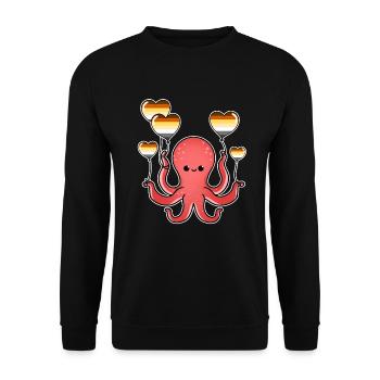 Oktopus Ballon Gay Bear Pride - Unisex Pullover - Schwarz - Vorne - Alina (178cm) & Michal (187cm)
