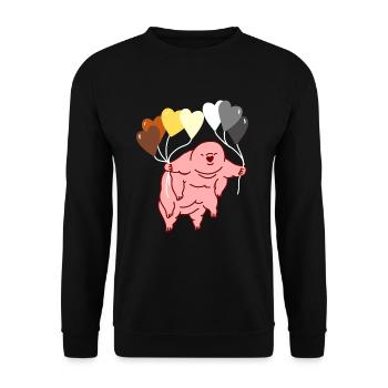 Bärtierchen Herzballon Gay Bear - Unisex Pullover - Schwarz - Vorne - Alina (178cm) & Michal (187cm)