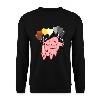 Bärtierchen Herzballon Gay Bear Pride - Unisex Pullover - Schwarz - Vorne - Alina (178cm) & Michal (187cm)