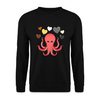 Oktopus Herzballon Gay Bear Pride - Unisex Pullover - Schwarz - Vorne - Alina (178cm) & Michal (187cm)