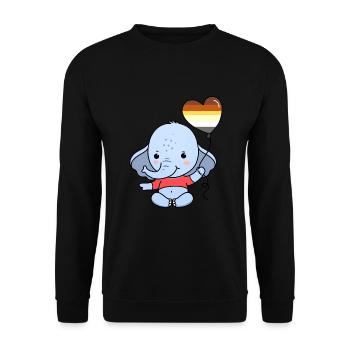 Elefant Herzballon Gay Bear Pride - Unisex Pullover - Schwarz - Vorne - Alina (178cm) & Michal (187cm)