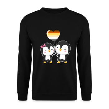 Gay Bear Pride Pinguin-Paar - Unisex Pullover - Schwarz - Vorne - Alina (178cm) & Michal (187cm)