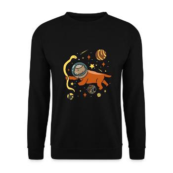 Honigdachs Im Weltraum Gay Bear Pride - Unisex Pullover - Schwarz - Vorne - Alina (178cm) & Michal (187cm)