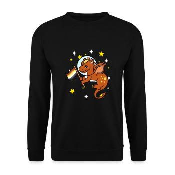 Drache im Weltraum Gay Bear Pride - Unisex Pullover - Schwarz - Vorne - Alina (178cm) & Michal (187cm)
