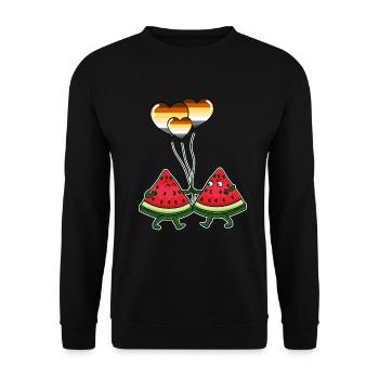 Wassermelonen Paar Gay Bear Pride - Unisex Pullover - Schwarz - Vorne - Alina (178cm) & Michal (187cm)