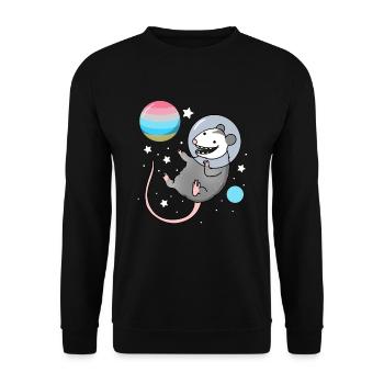 Opossum Astronaute Genderflux Pride - Sweat-shirt Unisexe - noir - Devant - Alina (178cm) & Michal (187cm)