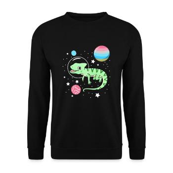 Caméléon Astronaute Genderflux Pride - Sweat-shirt Unisexe - noir - Devant - Alina (178cm) & Michal (187cm)
