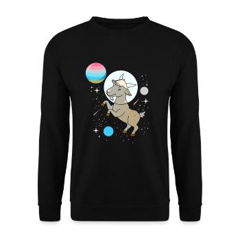 Chèvre Astronaute Genderflux Pride - Sweat-shirt Unisexe - noir - Devant - Alina (178cm) & Michal (187cm)