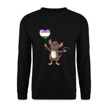 Maus Herzballon Genderqueer Pride - Unisex Pullover - Schwarz - Vorne - Alina (178cm) & Michal (187cm)