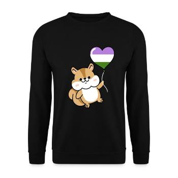 Ballon cœur d’écureuil Genderqueer - Sweat-shirt Unisexe - noir - Devant - Alina (178cm) & Michal (187cm)