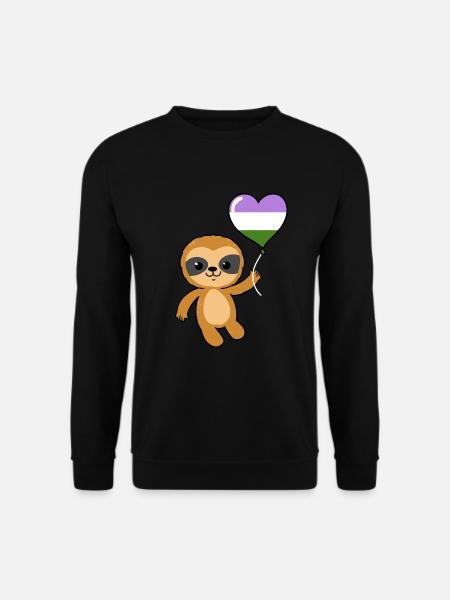 Sloth Heart Balloon Genderqueer - Unisex Sweatshirt - black