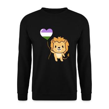 Ballon Lion Genderqueer Pride - Sweat-shirt Unisexe - noir - Devant - Alina (178cm) & Michal (187cm)