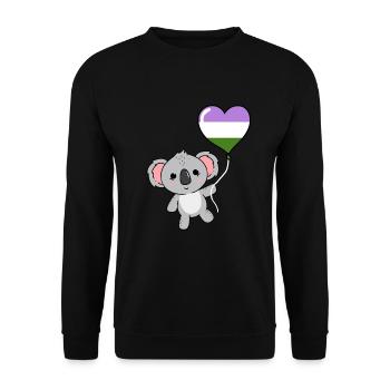 Koala Heart Balloon Genderqueer Pride - Unisex Sweatshirt - black - Front - Alina (178cm) & Michal (187cm)