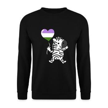 Zebra Herzballon Genderqueer Pride - Unisex Pullover - Schwarz - Vorne - Alina (178cm) & Michal (187cm)