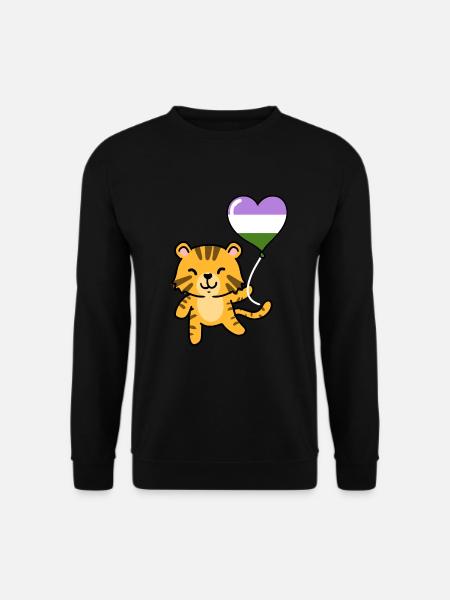 Tiger Heart Balloon Genderqueer Pride - Unisex Sweatshirt - black
