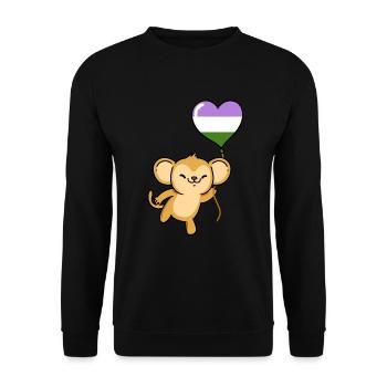 Affe Herzballon Genderqueer Pride - Unisex Pullover - Schwarz - Vorne - Alina (178cm) & Michal (187cm)