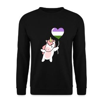 Unicorn Heart Balloon Genderqueer Pride - Unisex Sweatshirt - black - Front - Alina (178cm) & Michal (187cm)