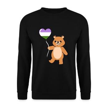 Teddy Bear Balloon Genderqueer Pride - Sweat-shirt Unisexe - noir - Devant - Alina (178cm) & Michal (187cm)