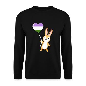 Rabbit Heart Balloon Genderqueer Pride - Sweat-shirt Unisexe - noir - Devant - Alina (178cm) & Michal (187cm)