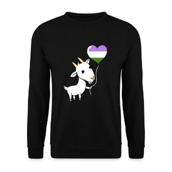 Ziege Herzballon Genderqueer Pride - Unisex Pullover - Schwarz - Vorne - Alina (178cm) & Michal (187cm)