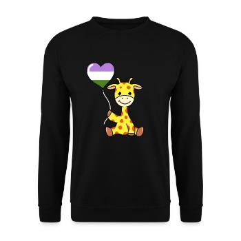 Girafe avec ballon de fierté Genderqueer - Sweat-shirt Unisexe - noir - Devant - Alina (178cm) & Michal (187cm)