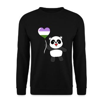 Panda Genderqueer Pride Heart Balloon - Unisex Sweatshirt - black - Front - Alina (178cm) & Michal (187cm)